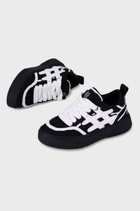 נעל סניקרס שחור לבן נמוכה Ainker Star Line Canvas Black