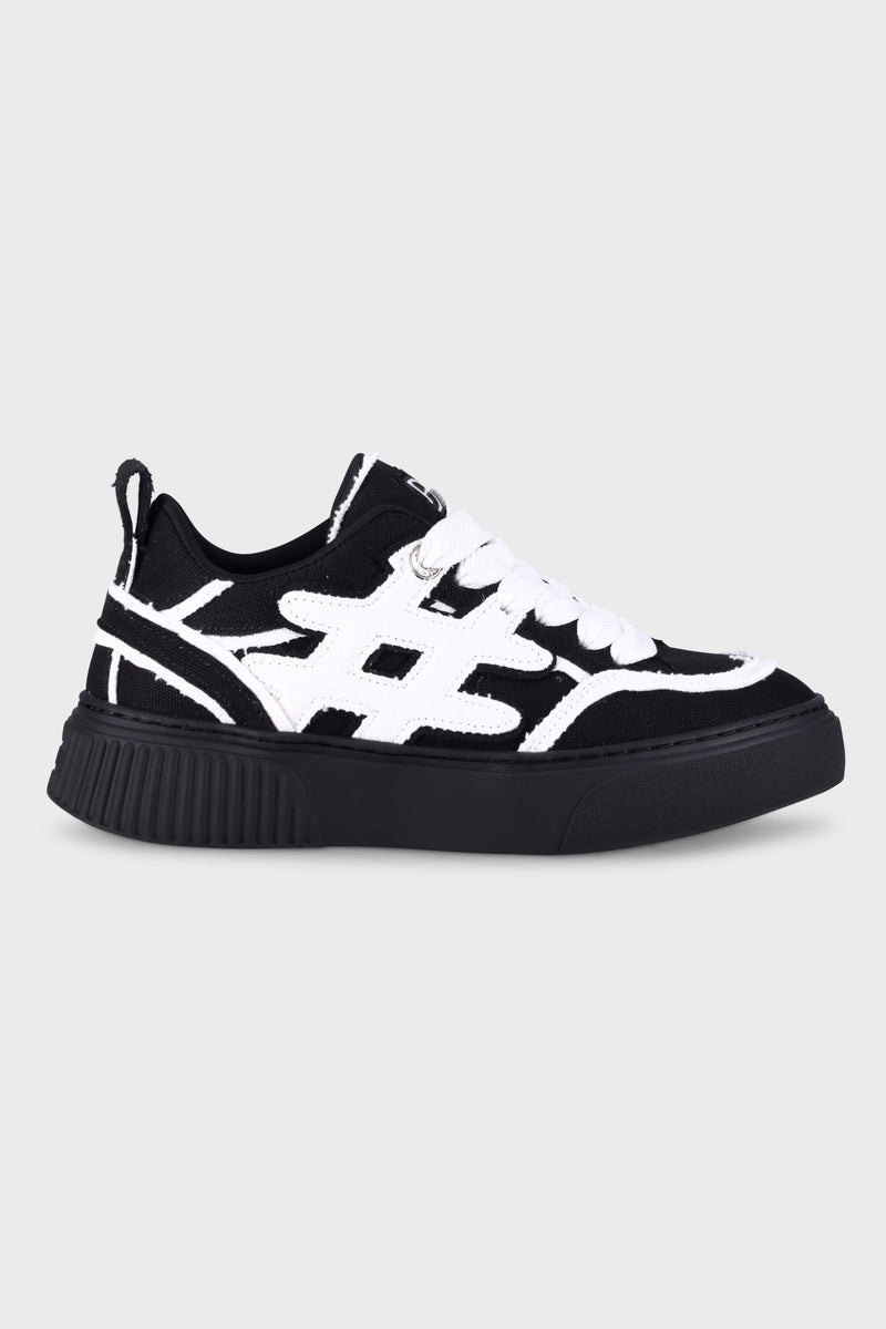 נעל סניקרס שחור לבן נמוכה Ainker Star Line Canvas Black