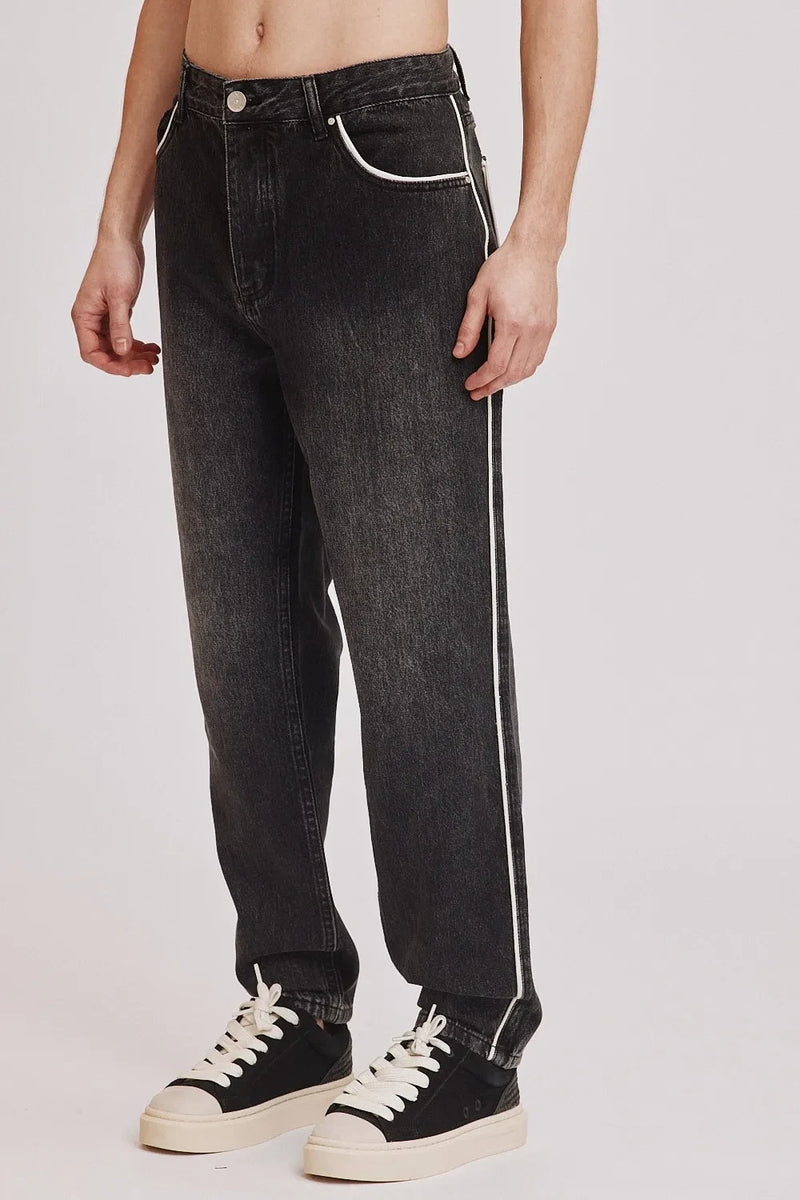 YN jeans ג׳ינס שחור פסים